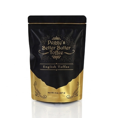 Custom Printing Plastic Barrier Food Grade Black Doypack Aluminum Foil Zipper Stand Up Pouch Bag