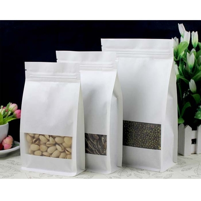 Recycled Materials Paper Food Storage Bag Stand Up Pouch Bag For Candy Bean Tea Packaging Dried Fruit Coffee Seeds