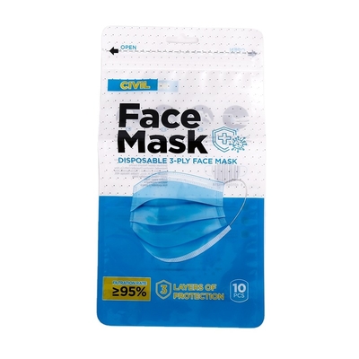 Custom Printed Plastic Flat Pockets Moisture Proof Zip Lock Packaging Zipper Biodegradable Face Shield Bag Pouches