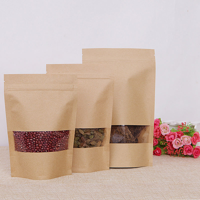 Yiwu Moisture Proof Biodegradable Brown And White Kraft Paper Food Bag Stand Up Pouch Doypack Wrapping Paper For Tea