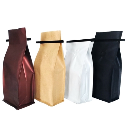 Aluminum Barrier Aluminized Flat Bottom 1 lb 16 oz Matte White Coffee Bags with Canister Tie and Valve