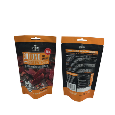 ANTISTATIC mylar stand up zipper food pouch for dry beef snack biltong packaging
