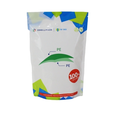 100% Recyclable Moisture Proof Stand Up PE Plastic Powder Waterproof Zipper Bag For Snack/Tea/Coffee/Candy