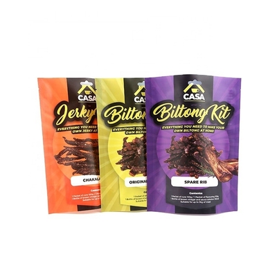 Barrier Customized Logo Matte Foil Stand Up Pouch 50 Gram 80 Gram Beef Jerky Biltong Package Bags