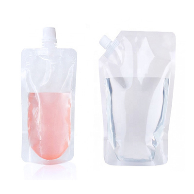 Disposable Clear Stand Up Spout Pouch / Side Seal Liquid Beverage Packaging Bags With Top And Corner Spout